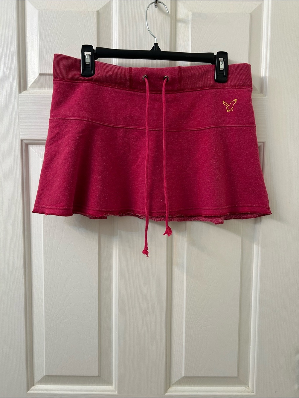 Y2K Vintage Women’s Fuchsia Drawstring Mini Skirt with Embroidered Logo
